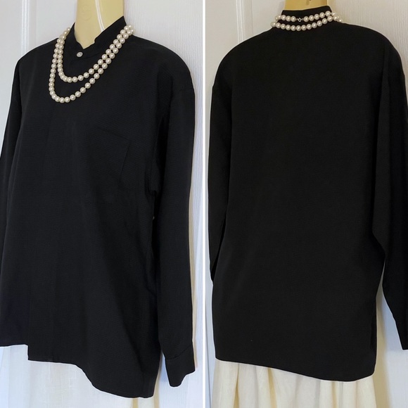 EUC Christian Dior Collection vintage Gingham button down l/s shirt black/grey - Picture 9 of 16